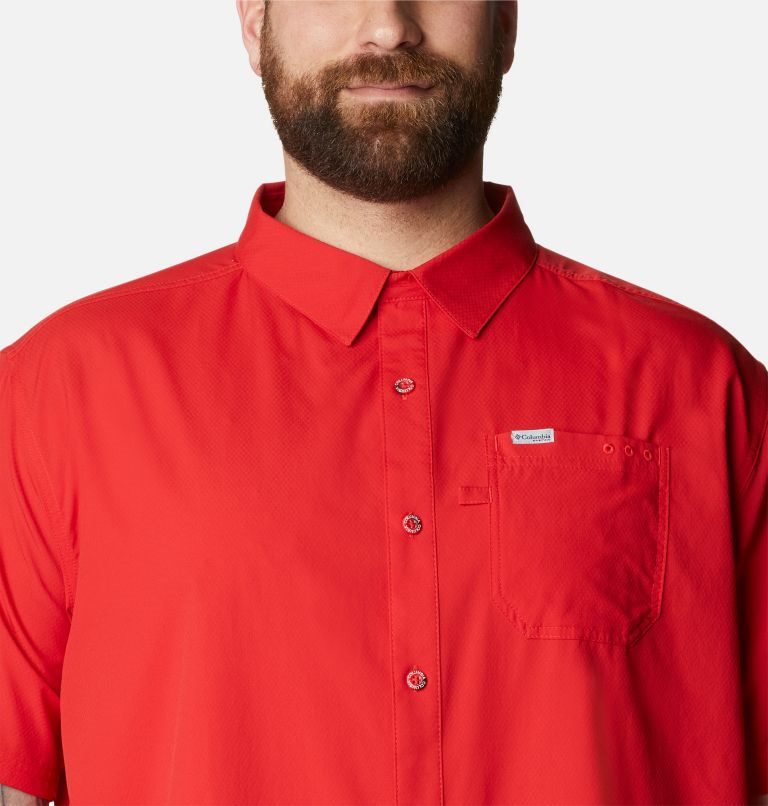 Men's Columbia PFG Slack Tide Camp Shirts Red | Plus Size CA-T65A3